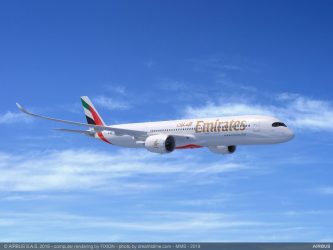 Airbus A350-900 в ливрее авиакомпании Emirates, рендер