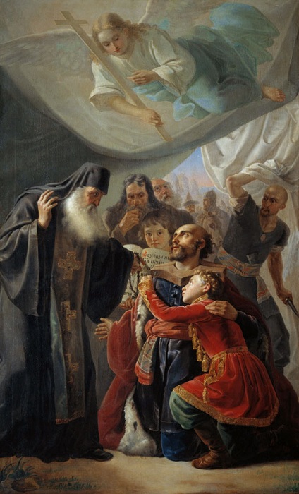 «Напутствие великого князя Михаила Тверского». (1847 год). Тверская картинная галерея. Автор: П. Орлов. «Напутствие великого князя Михаила Тверского». (1847 год). Тверская картинная галерея. Автор: П. Орлов.