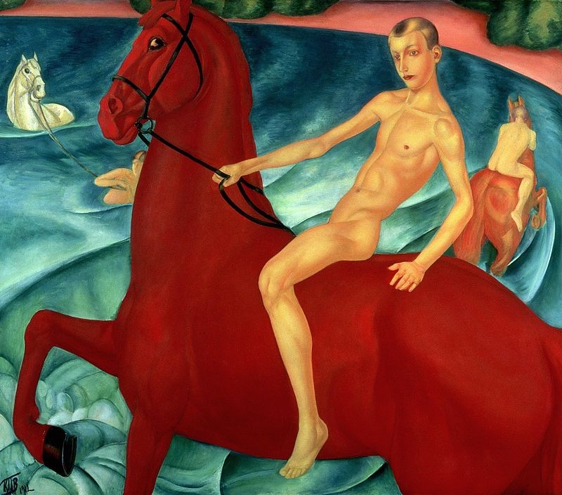 Кузьма Сергеевич Петров-Водкин «Купание красного коня» 1912Находится в Государственной Третьяковской галерее в Москве. Кузьма Сергеевич Петров-Водкин «Купание красного коня» 1912Находится в Государственной Третьяковской галерее в Москве.