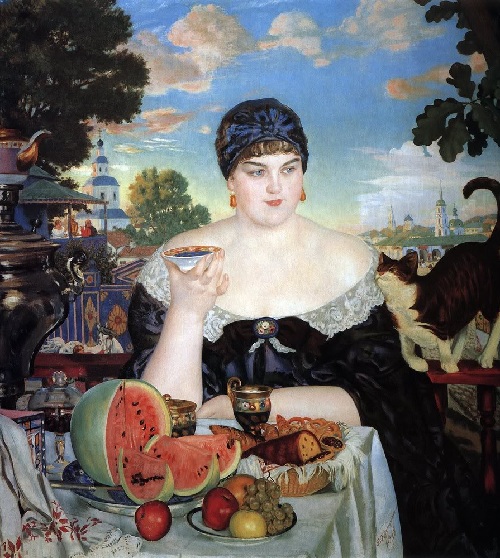 Купчиха за чаем. (1918). Автор: Б.М.Кустодиев. Муки и радости Бориса Кустодиева – художника, который писал жизнеутверждающие полотна прикованный к кровати