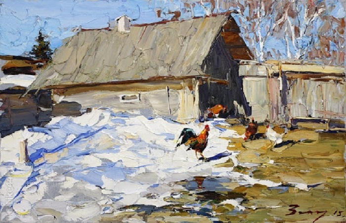 Март в деревне. Импрессионизм от Андрея Захарова. Современные картины, за которые борются покупатели аукционов «Сотбис» и «Кристис»: В чём уникальность полотен Андрея Захарова