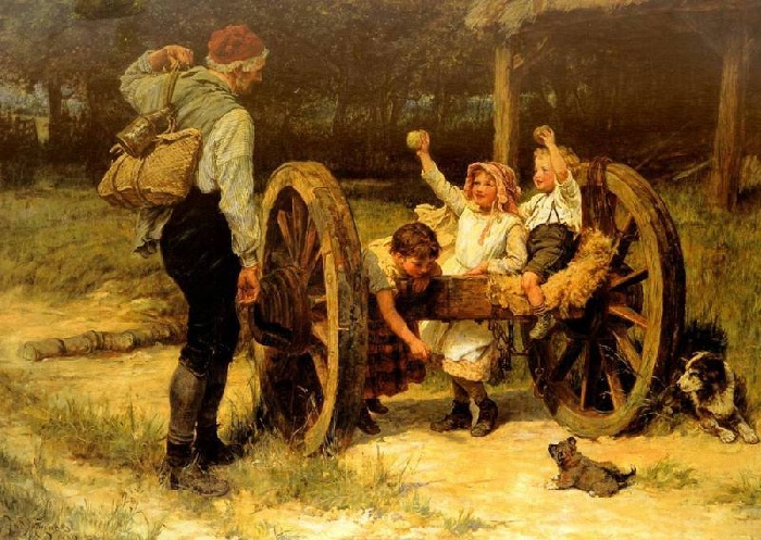 Угощение. Автор: Фредерик Морган. Сентиментальные картины о деревенской детворе Фредерика Моргана