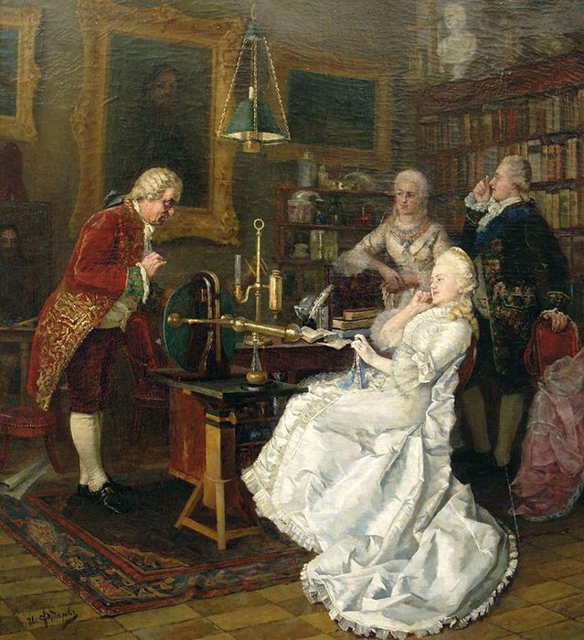 Екатерина II у М.В. Ломоносова. Автор: И. К. Федотов. Екатерина II у М.В. Ломоносова. Автор: И. К. Федотов.