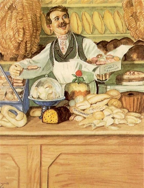 Булочник. (1920). Автор: Б.М.Кустодиев. Муки и радости Бориса Кустодиева – художника, который писал жизнеутверждающие полотна прикованный к кровати
