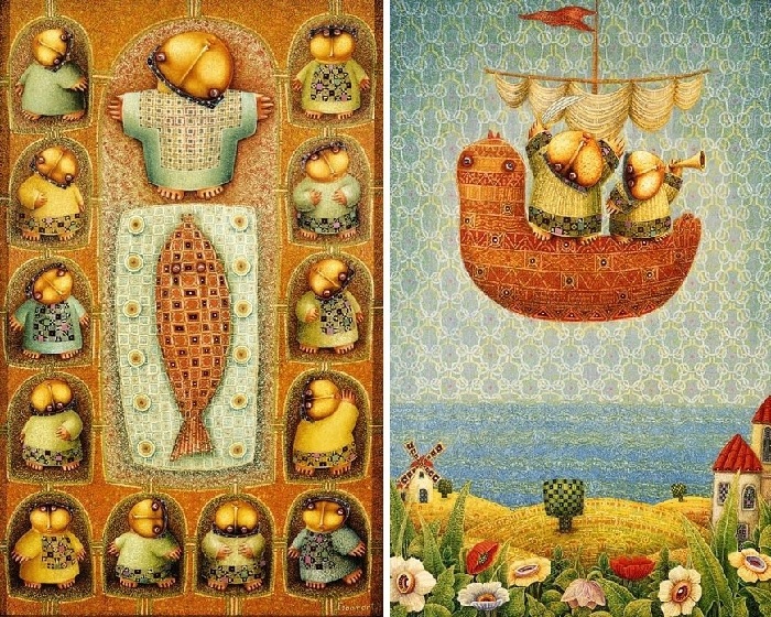 Тайная вечеря. / Летучий голландец. Армянский художник пишет неординарные картины со героями, вызывающими улыбку
