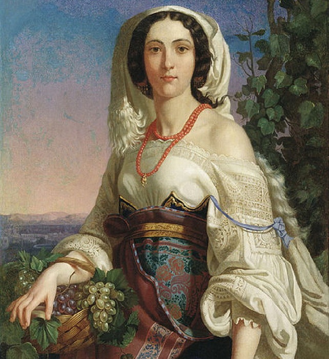 «Неаполитанка». (1839 год). Херсонский художественный музей. Автор: П.Орлов. Как подмастерье маляра стал учеником Брюллова и одним из лучших европейских портретистов