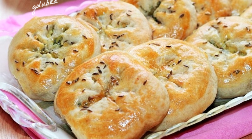 Пирожки-булочки на кефире с оливками и зеленью 2