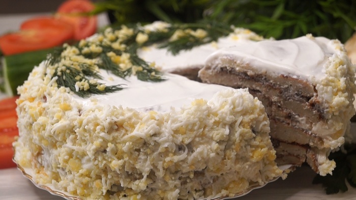 Закусочный торт "Добрый Муж". закусочный торт, закуска, холодные закуски, рецепт, видео рецепт, видео
