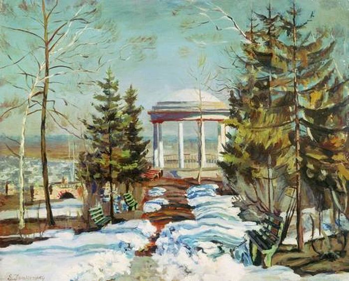 «РаннÑÑ Ð²ÐµÑна (ÐеÑедка в паÑке)». (1910). ÐвÑоÑ: ÐÑковÑкий С. Ю.