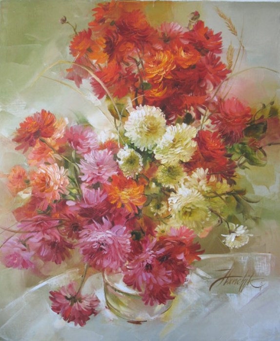 Хризантемы. Автор: Анна Хомчик. Хризантемы. Автор: Анна Хомчик.