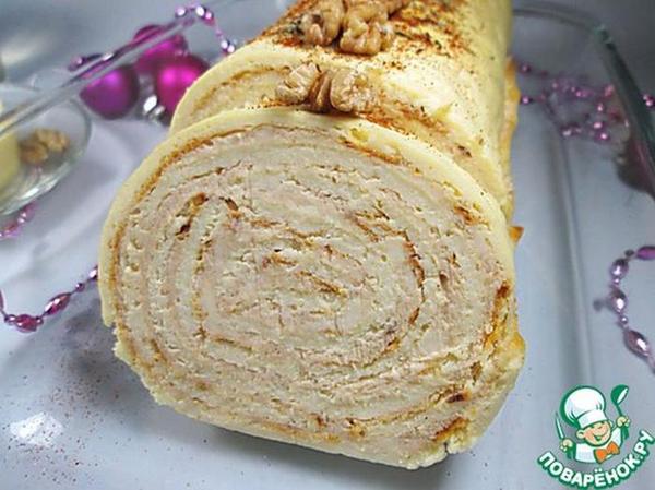 Праздничный сырный рулет с курицей Еда, Рецепт, Сырный рулет с курицей, Длиннопост