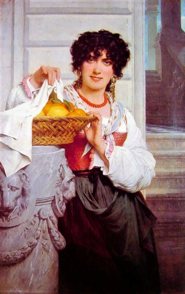 "Девушка с корзиной апельсинов и лимонов", 1871, холст, масло