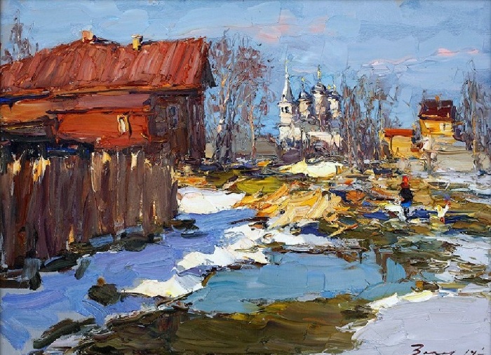 Галич. Весна в Успенской слободе. Импрессионизм от Андрея Захарова. Современные картины, за которые борются покупатели аукционов «Сотбис» и «Кристис»: В чём уникальность полотен Андрея Захарова