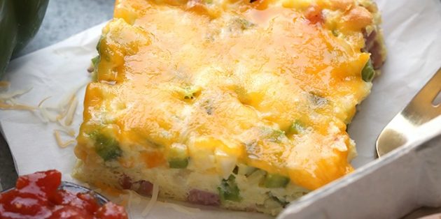Фриттата с ветчиной и болгарским перцем Как приготовить яйца в духовке: Фриттата с ветчиной и болгарским перцем