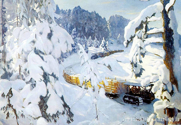 Аркадий Рылов, «Трактор на лесных работах», 1931 г.