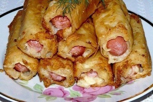Сосиски с картофелем в тонком лаваше Сосиски с картофелем в тонком лаваше