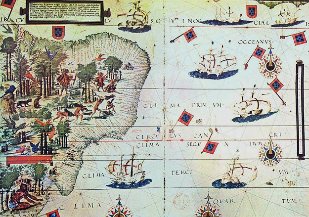 Россия — это аналог Португалии начала XIX в., в которой основные богатства шли из колонии, а решения принимались в имперском центре. На рисунке: карта Бразилии, португальской колонии до 1822 г., из Атласа Миллера (1519 г.)