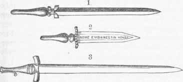 Первые байонеты. 1 - образец 1640 года; 2 - испанский байонет; 3 -французский.