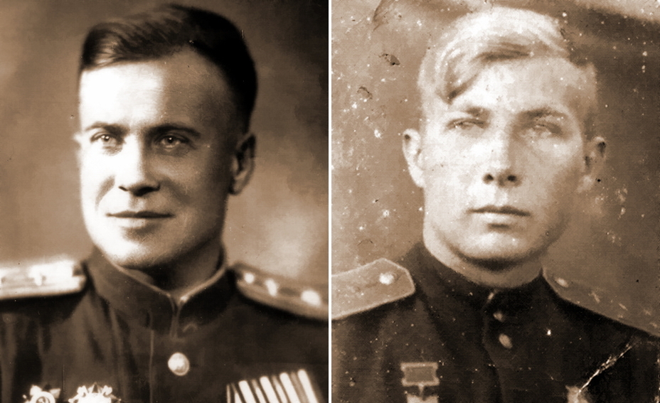 Командир эскадрильи 57-го гвардейского истребительного авиационного полка Виктор Михайлович Савченко (20.06.1920–09.05.1987) и заместитель командира эскадрильи того же полка Сергей Михайлович Мартынов (15.09.1920–16.05.2009) - Сава и Мартын | Военно-исторический портал Warspot.ru