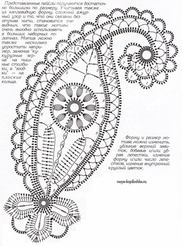 Как вяжутся ажурные пейсли или "Турецкий огурец"