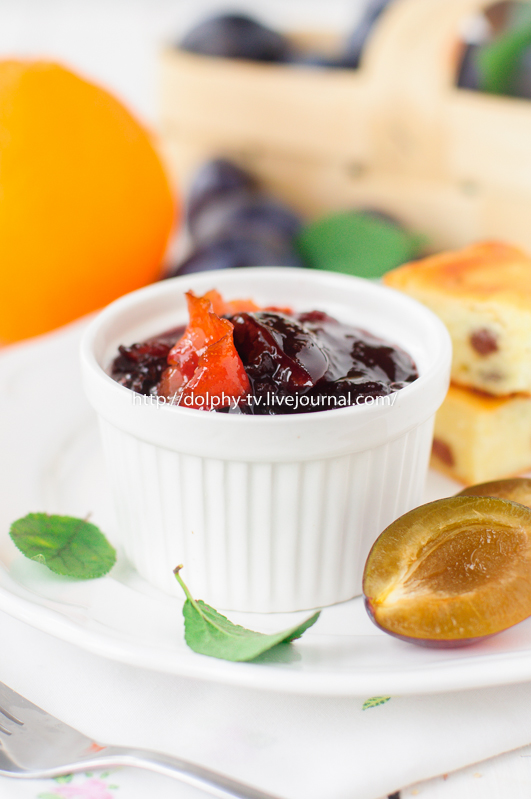 A Bowl (Ramekin) of Plum and Orange Zest Jam