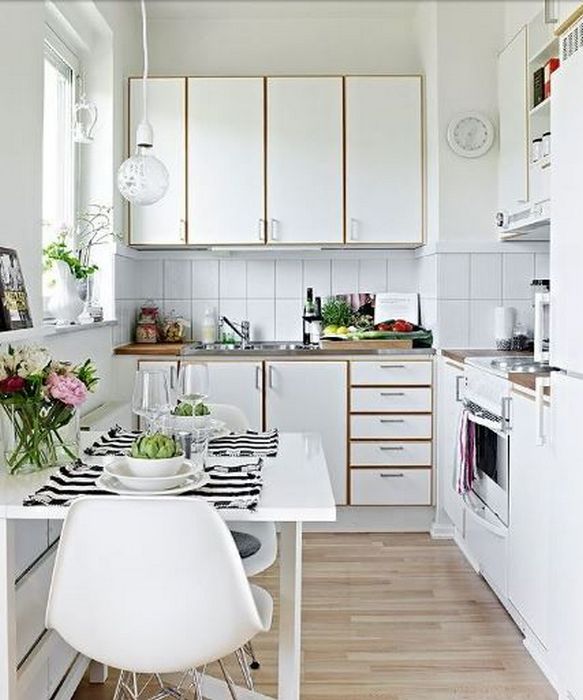 Пример оформления кухни в скандинавском стиле.
