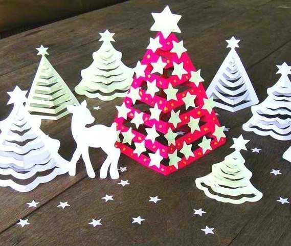 Очаровательные 3D-ёлочки из бумаги