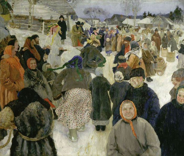 Художник Г.Н. Горелов. Ряженые в деревне./Фото: artpoisk.info Художник Г.Н. Горелов. Ряженые в деревне./Фото: artpoisk.info