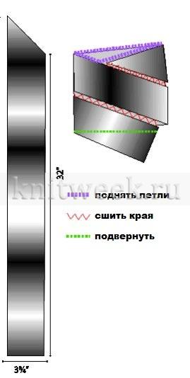 Необычная шапка платочной вязкой по спирали