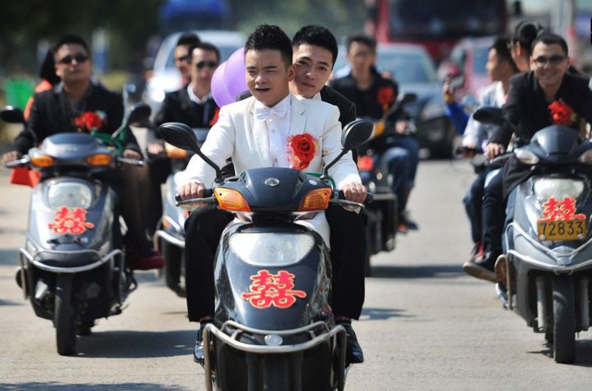 авто, китай, свадьба, кортеж