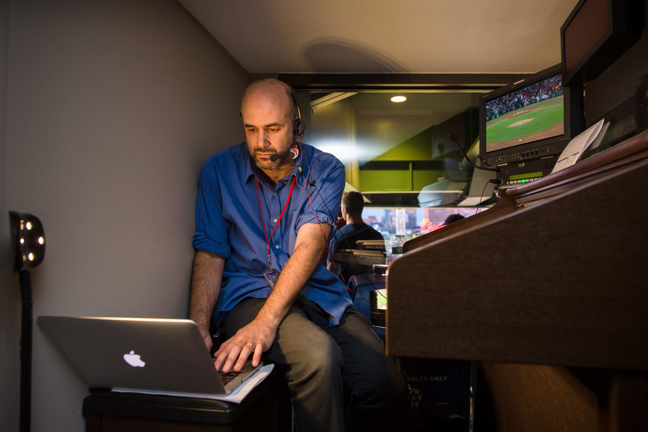 Josh Kantor at one of his many keyboards.