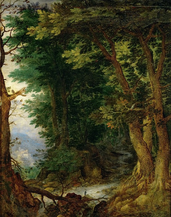 Музей истории искусств - Брейгель, Ян Старший (1568-1625) -- Лесной пейзаж. 1605-10. 40х32.