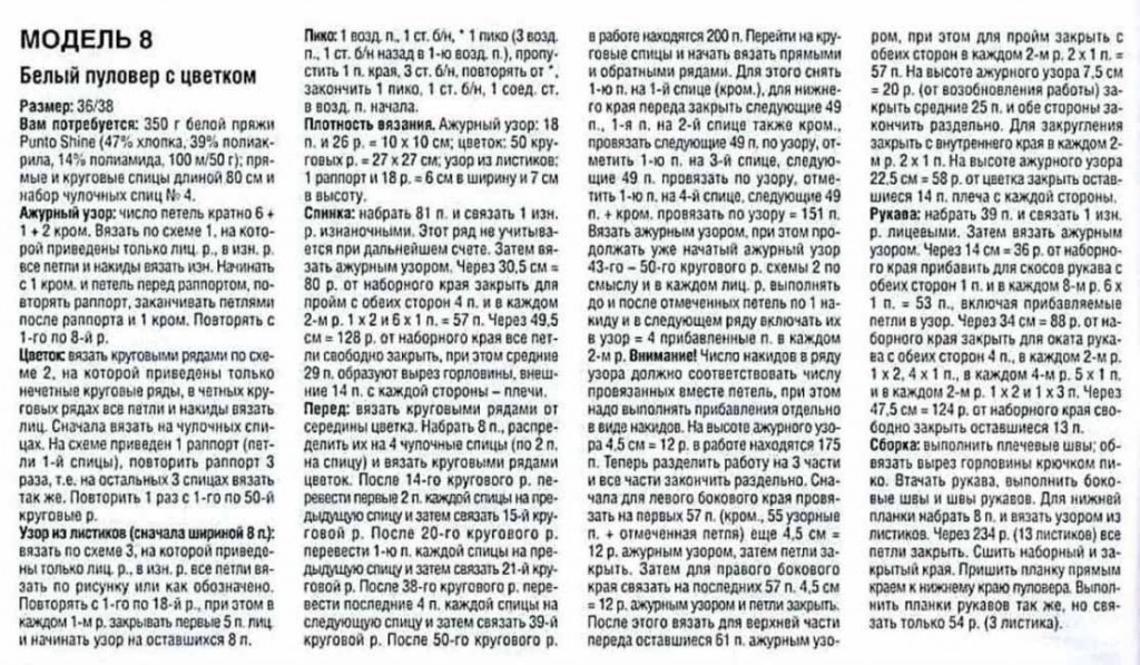 Вязание спицами пуловера с цветком Вязание спицами пуловера с цветком