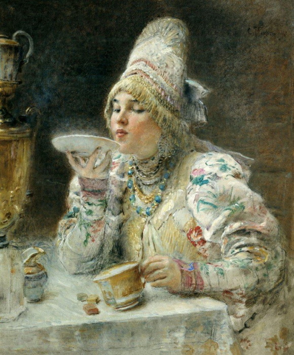 онстантин Маковский, За чаем. 1914 онстантин Маковский, За чаем. 1914
