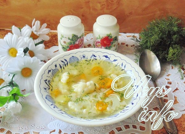 рецепт Суп из цветной капусты с курицей