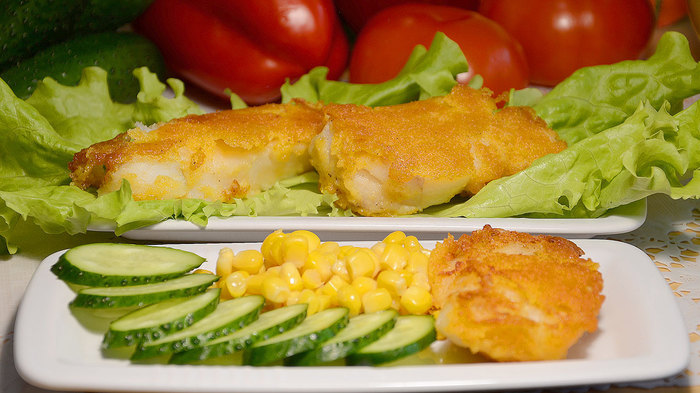 Жареная рыба в кляре из кукурузной муки