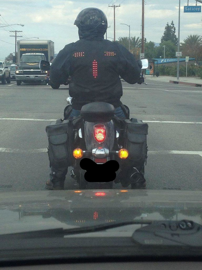 This Bikers Jacket Has Signal And Brake Lights