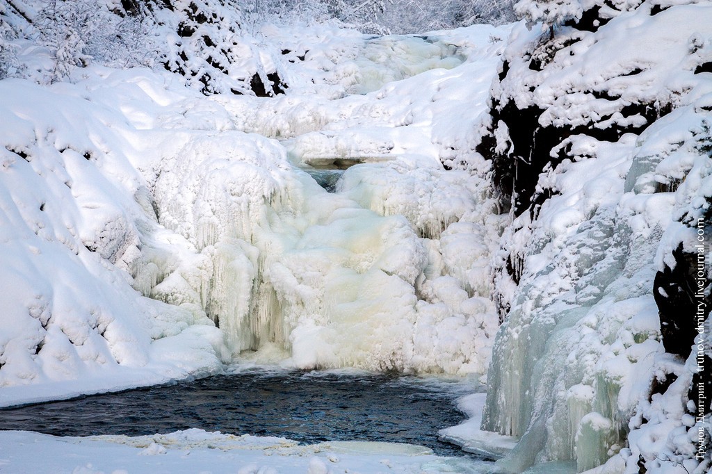Kivach14 Замерзший, но не застывший водопад Кивач зимой