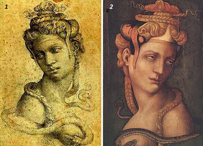 1. Микеланджело Буонаротти «Голова Клеопатры». (1533/34).<br>2. Джорджо Вазари «Голова Клеопатры». (1550). 1. Микеланджело Буонаротти «Голова Клеопатры». (1533/34).<br>2. Джорджо Вазари «Голова Клеопатры». (1550).