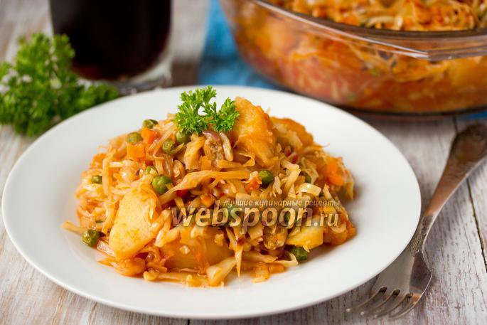 овощное рагу с капустой и зеленым горошком овощное рагу с капустой и зеленым горошком