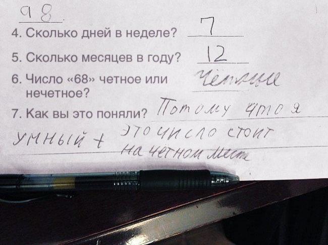 Школьники весьма прямолинейно ответили на вопросы в контрольных работах. И это заслуживает уважения!