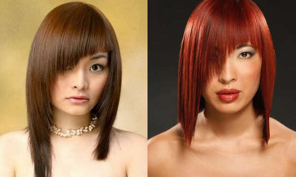 Стрижки с косой челкой Стрижки с косой челкой