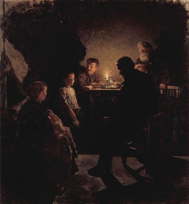 «В рабочей семье». (1890—1900 г.г.) Автор: Николай Касаткин. «В рабочей семье». (1890—1900 г.г.) Автор: Николай Касаткин.