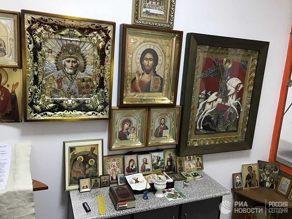 Молельная комната в расположении разведывательно-штурмового батальона, военный объект Прага, Донецк