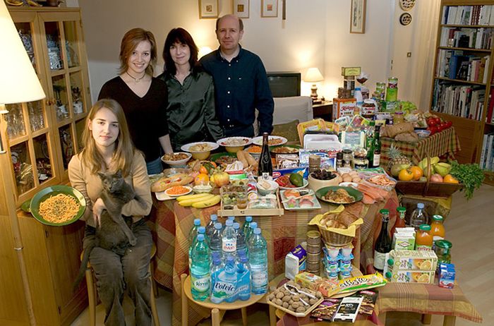 Недельный рацион семьи в разных странах мира рацион, еда, продукты