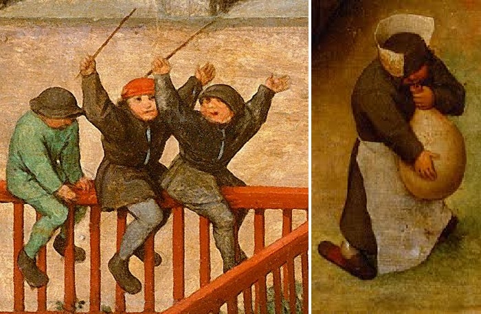 «Игры детей». Фрагмент. Оседлание забора. «Детские игры» Брейгеля Старшего, в которые играли дети 5 веков тому назад и играют нынешние