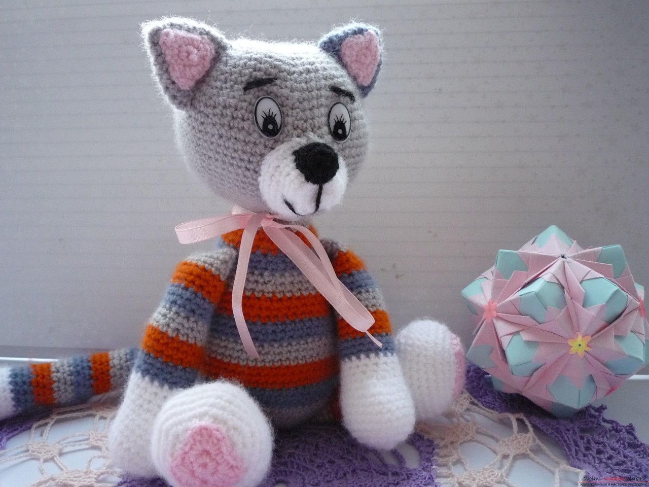 Вязание крючком игрушку кошку