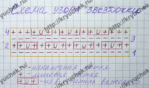 Узор звездочка для вязания на спицах 696