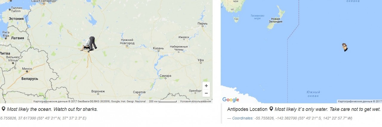 Карта, показывающая, где вы окажетесь, если