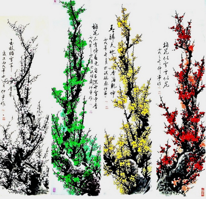 Цветы и иероглифы на картинах Chuan-Hong Li Цветы и иероглифы на картинах Chuan-Hong Li